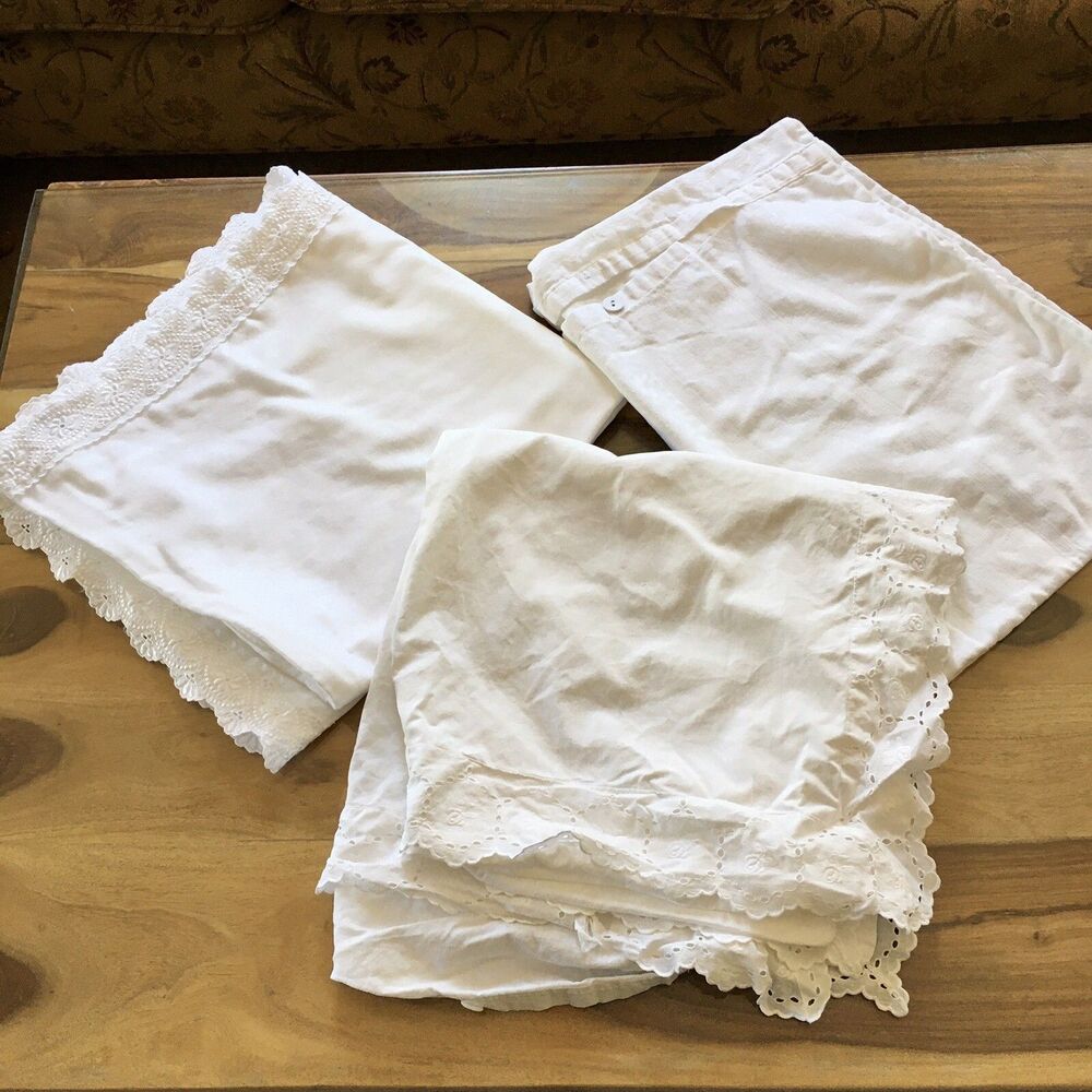 lot of 3 White Vintage pillow Covers